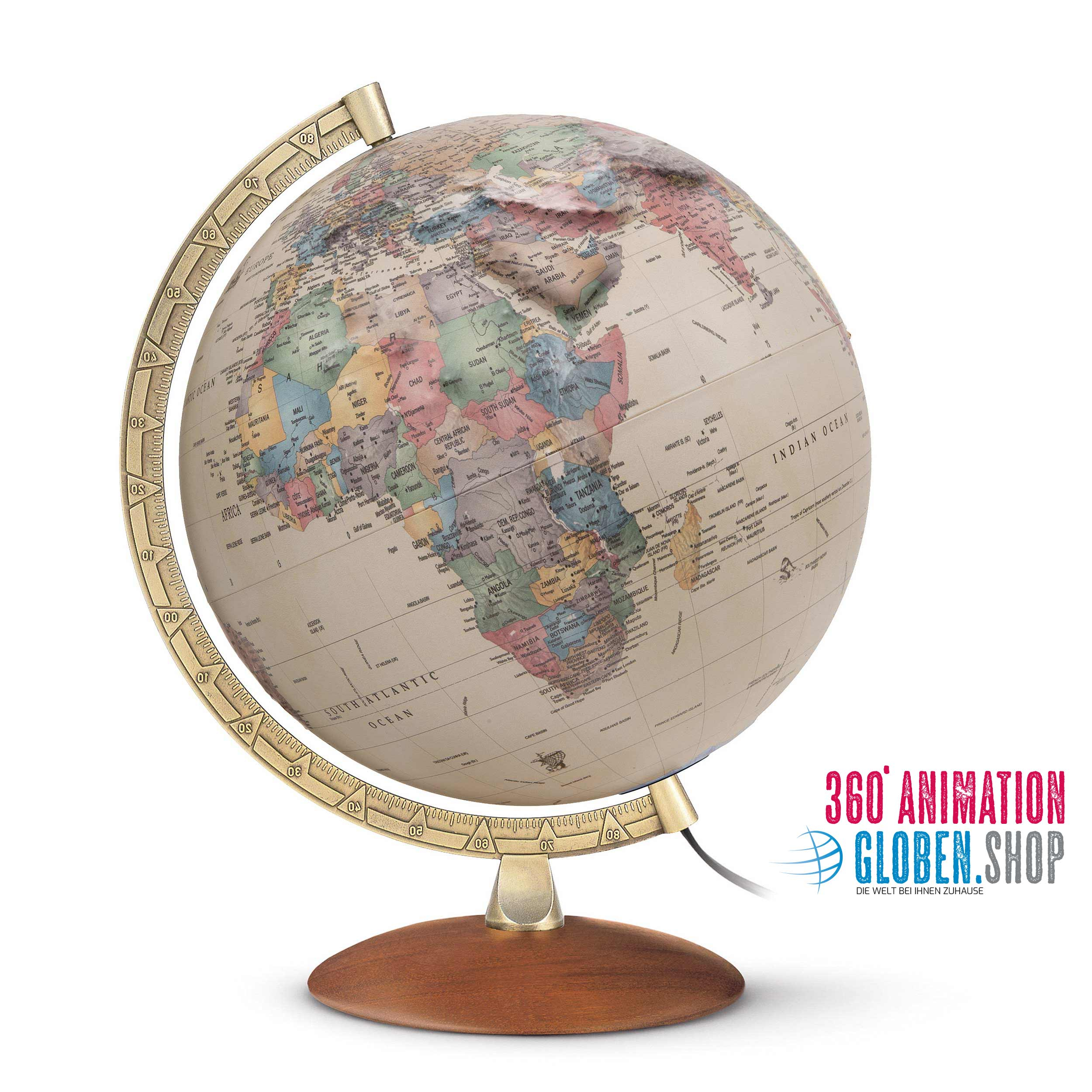 Illuminated antique relief globe AR 3010 - Ø 30 cm, 11,18 inch